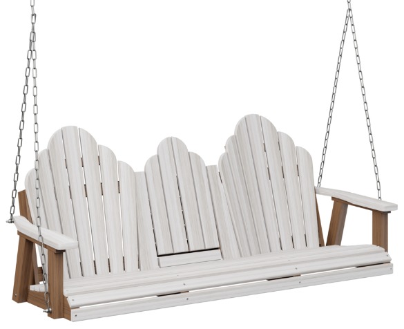 Berlin Gardens Cozi-Back Three Seat Swing with Console (Natural Finish/Stainless Steel Chains)